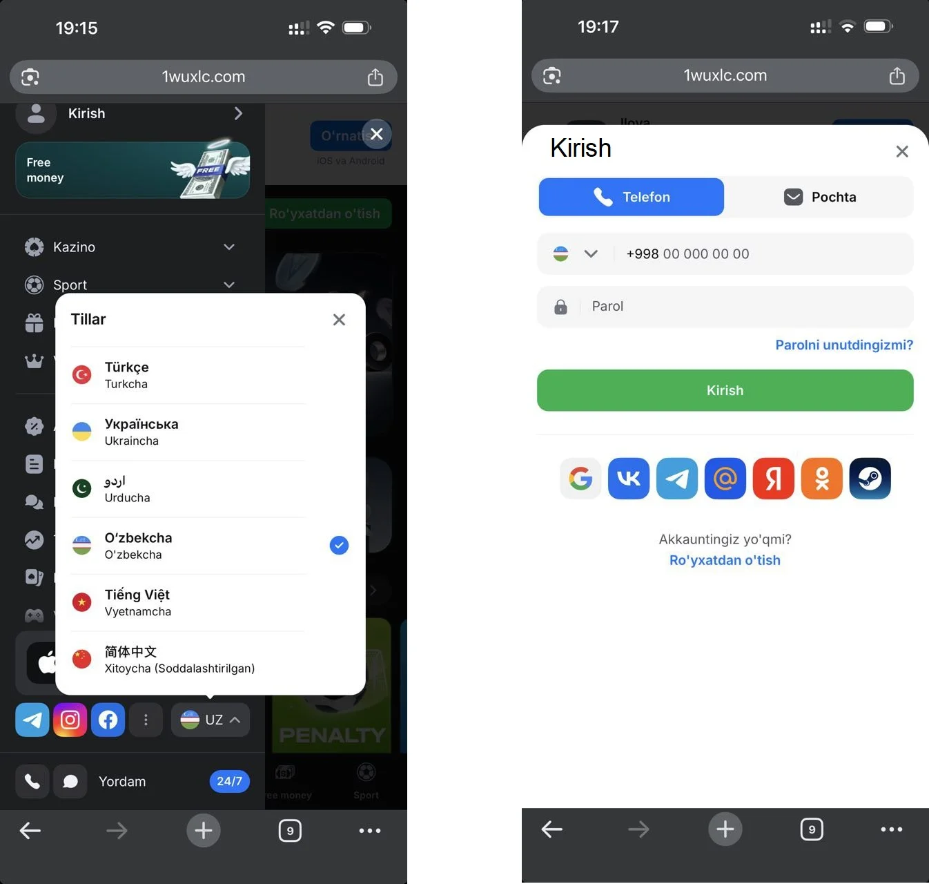 1win uzbekcha qilish