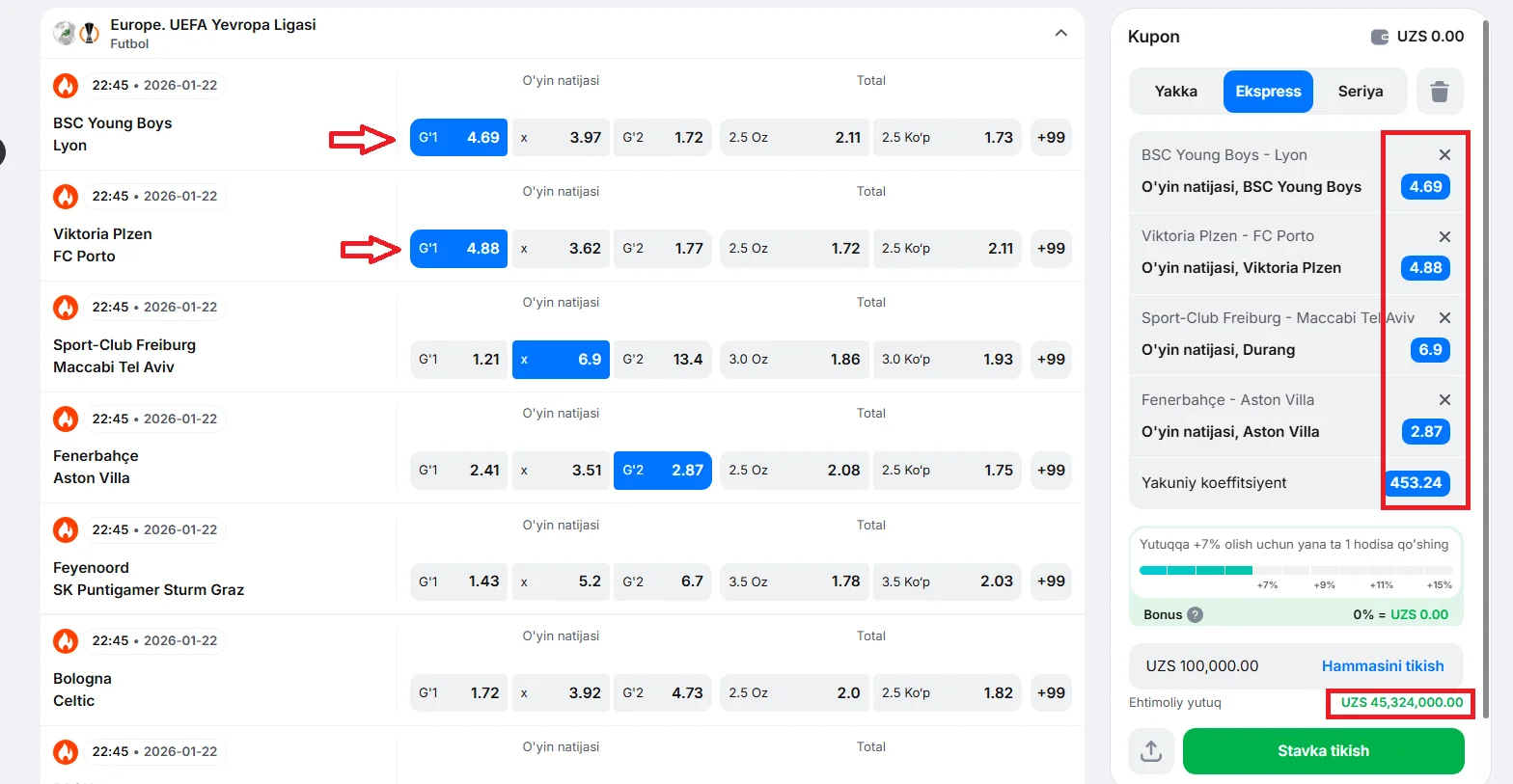 ekspress jamlab futbolga 1win bilan pul tikish